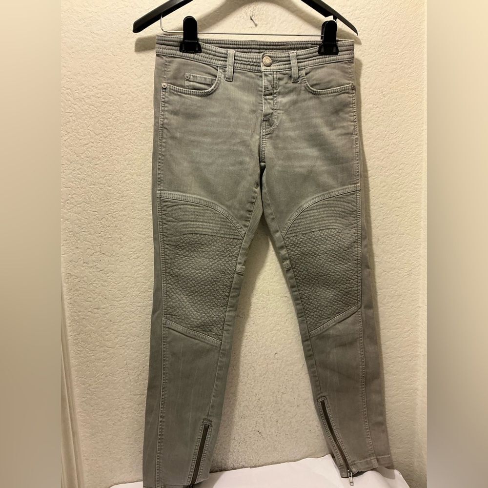Closed Giselle Moto Skinny Jeans Size 26 Gray Ankle Zip Mid Rise Denim Italy